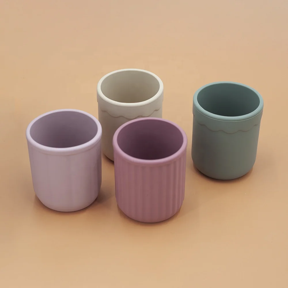 Hot Selling BPA Free Unbreakable Toddler Open Learning Cups Infants Tiny Independent Drinking Cup Silicone Baby Training Cup