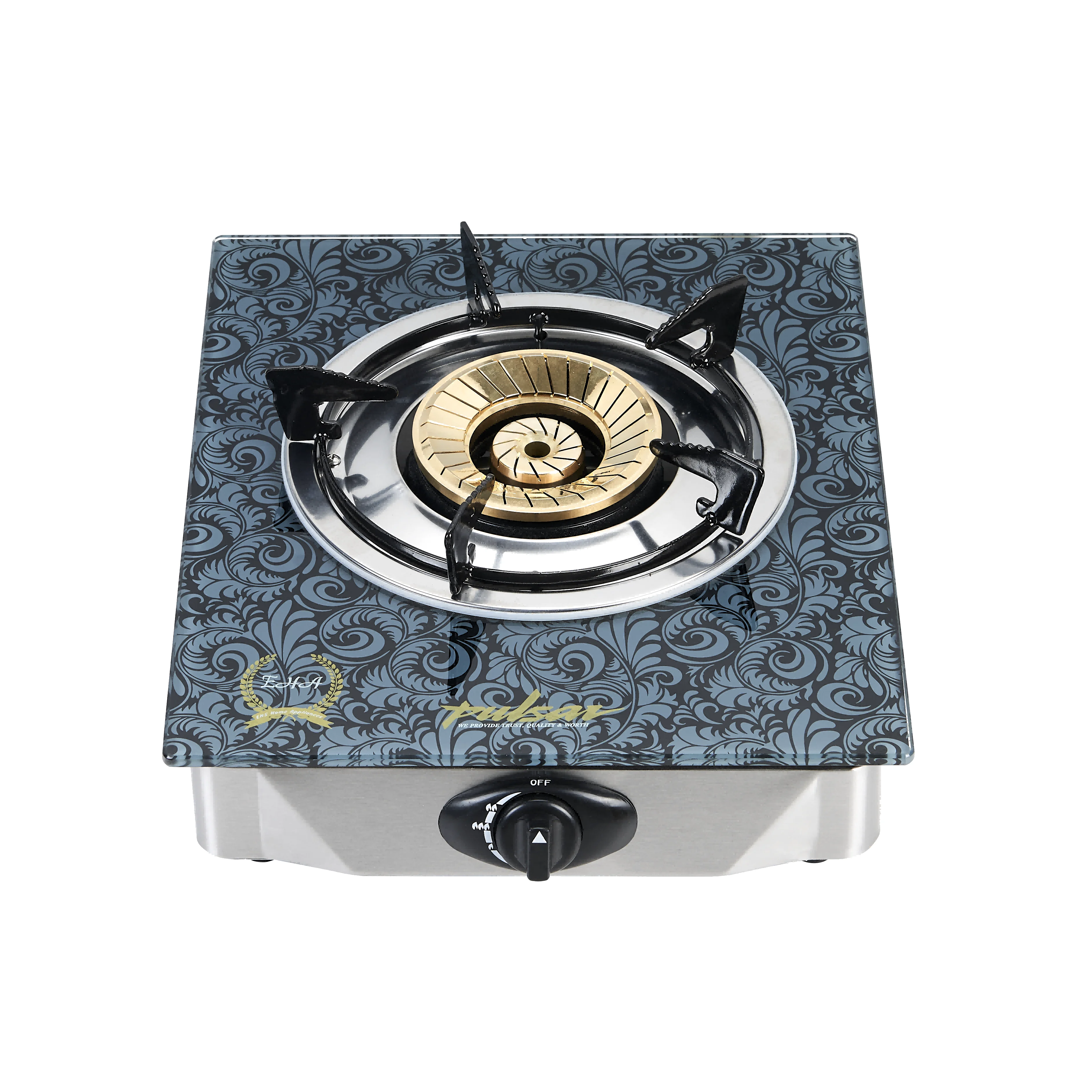 Factory price wholesale tempered glass single burner brass distributor gas stove gas cooker