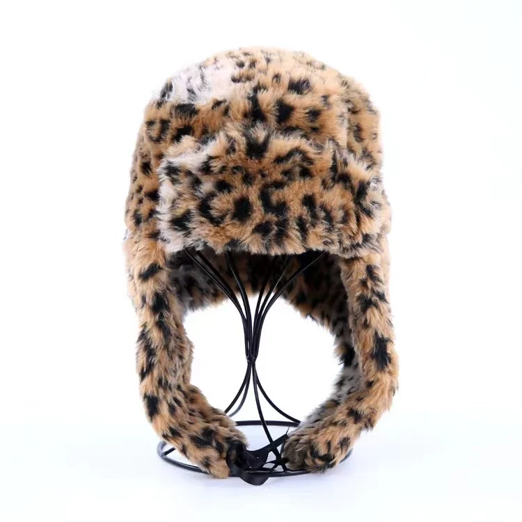Зимняя теплая Русская Шапка с леопардовым принтом