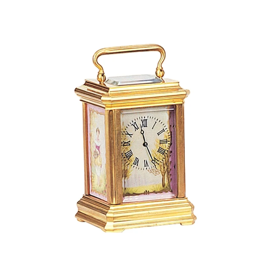 Маленький французский позолоченный латунный 8 дней ретранслятор белый фарфор циферблат механизм каретки часы