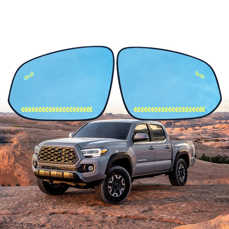 1 pair heated Side Rearview Mirror Blue Glass Lens LED indicator BSA For TOYOTA Tacoma RAV4 2016-2021 Wide Angle View anti glare