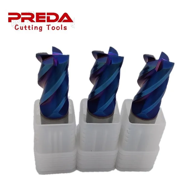 Preda Cutting Tool HRC65 Carbide Cutter 4 flutes end mill with NANO coating 75mm length