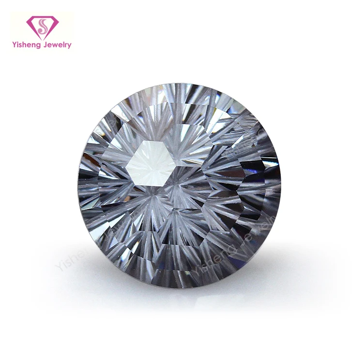 Best quality Wholesale CZ stone round chrysanthemum cut loose zirconia gems Turn blue artificial cz