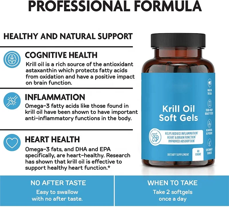 Krill Oil capsules with Astaxanthin Omega 3 6 9 - EPA DHA for joint support, brain support, blood pressure support