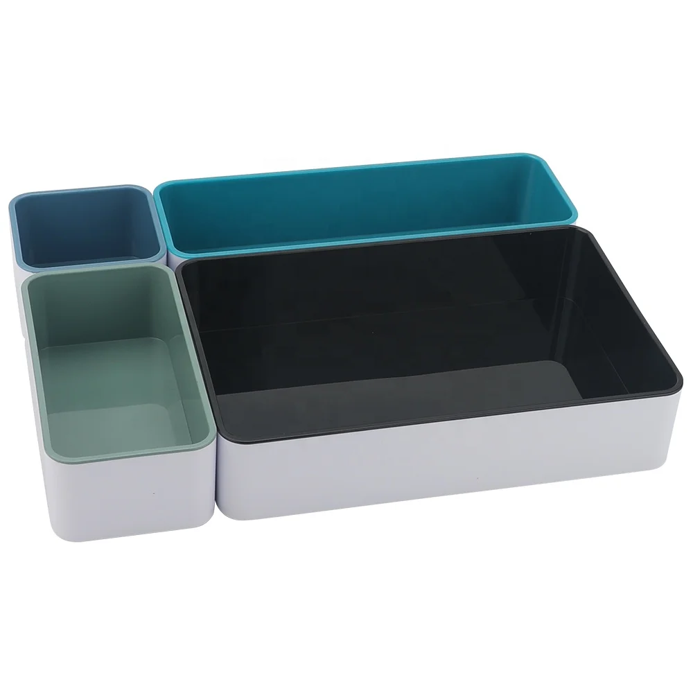 Hot Selling Office Desktop Drawer Organizer Tray Drawer Organizers Dividers Storage Case Adjustable Storage Container 4PCS Light