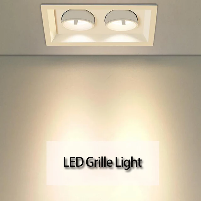 
12 24 36 60 Degree Beam Angle Rectangular 30W Led Downlight Square Tripple Grille Light 