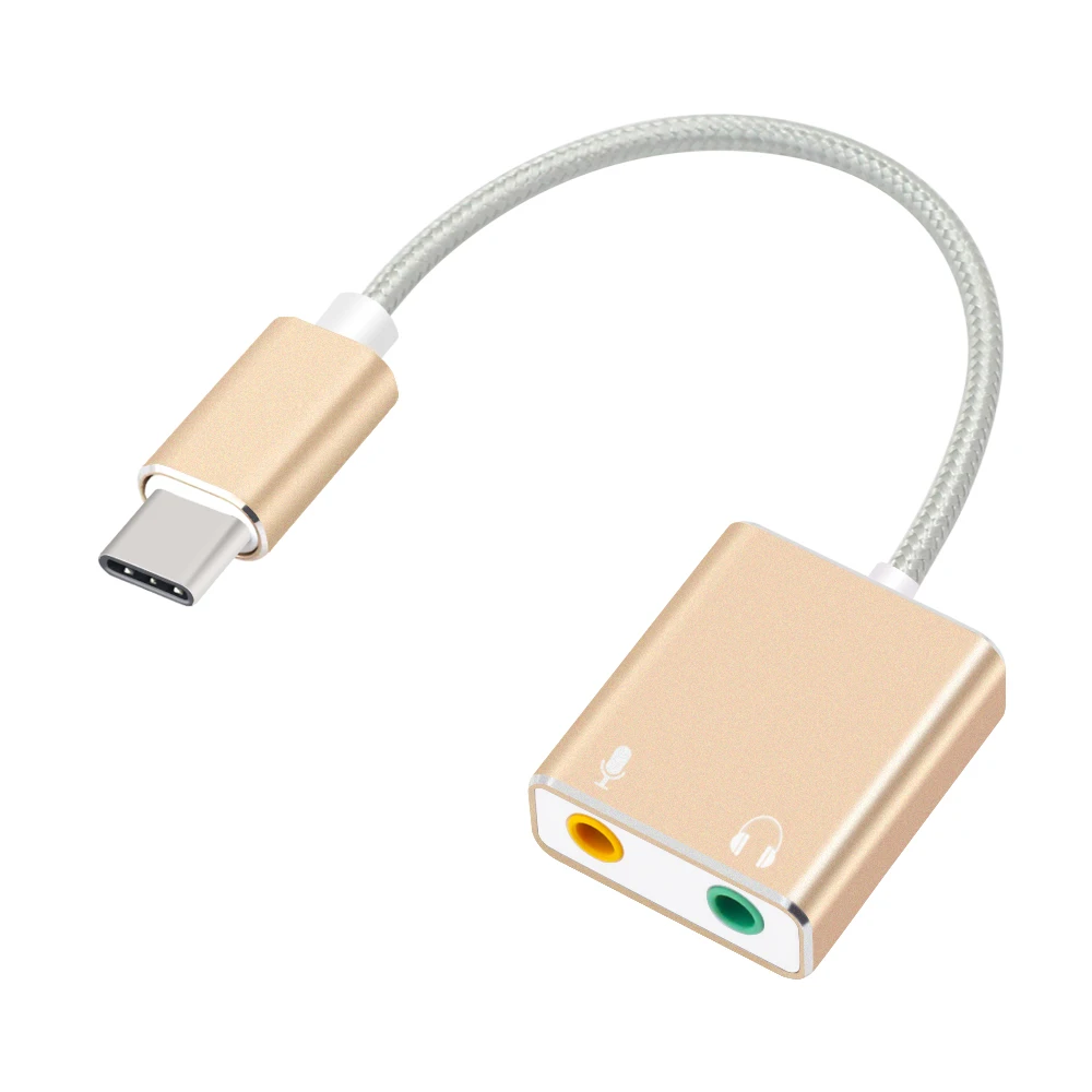 Внешняя звуковая карта USB Type-C для наушников, 3D стерео звуковой адаптер USB, новая звуковая карта с бесплатным драйвером для Mac OS X Windows