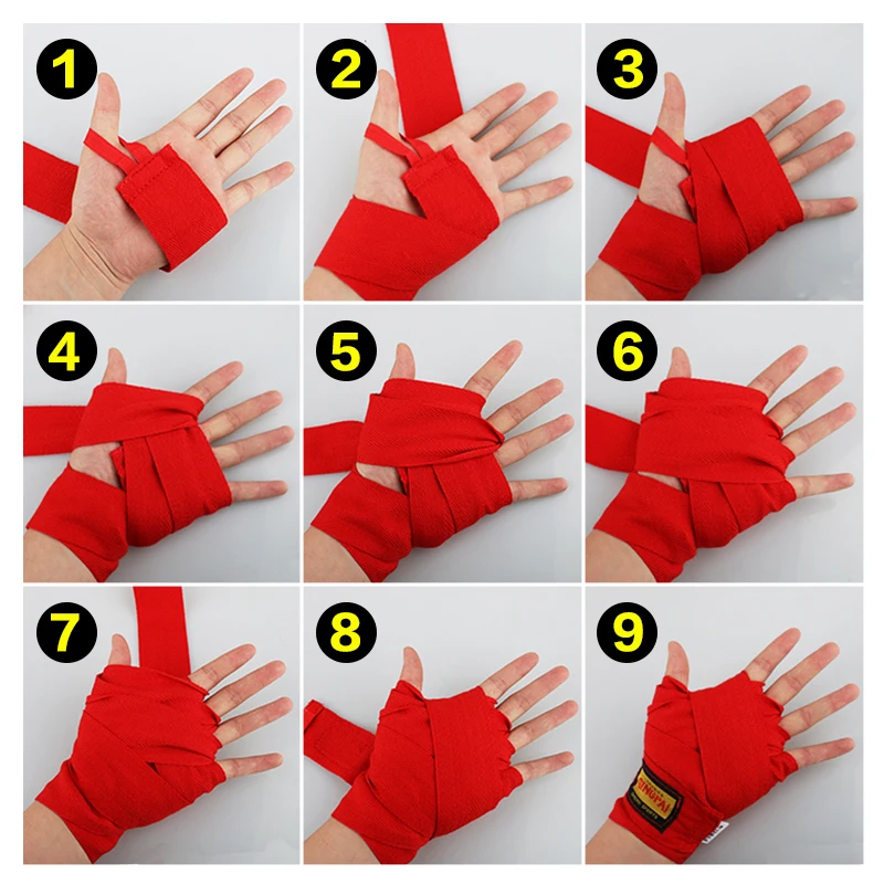 Custom Sports Breathable Cotton and Elastic Cotton Bandage Boxing Hand Wraps
