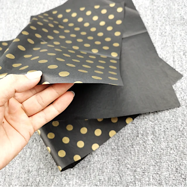 Ready to Ship Black And Gold Tissue Paper Holographic Printed Gift Wrapping Paper T-shirt  Fruit Packaging Paper