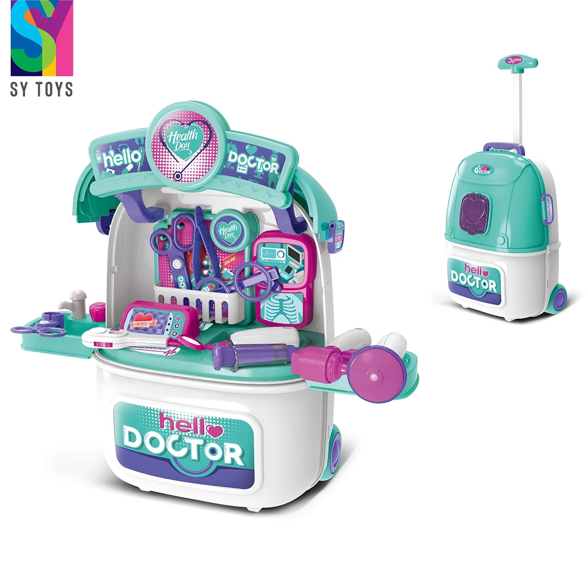SY 3 IN 1 Educational Doctor Toys Suitcase Medicine Box Toys Set Doctor Trolley Toys