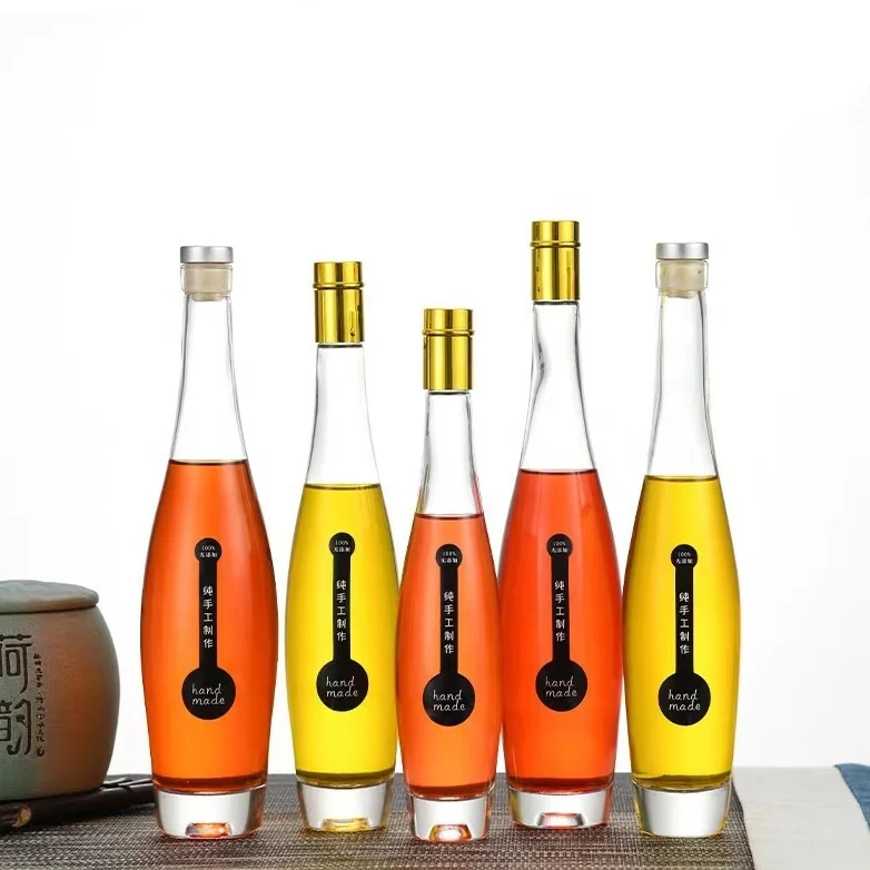 fancy clear round kitchen glass olive oil bottle small glass bottles for oils with golden lids