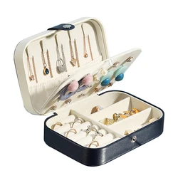 Small Jewelry Travelling Case Leather Box Necklace Ring Storage Organizer Jewelry Travel Case Double Layer Jewelry Organizer