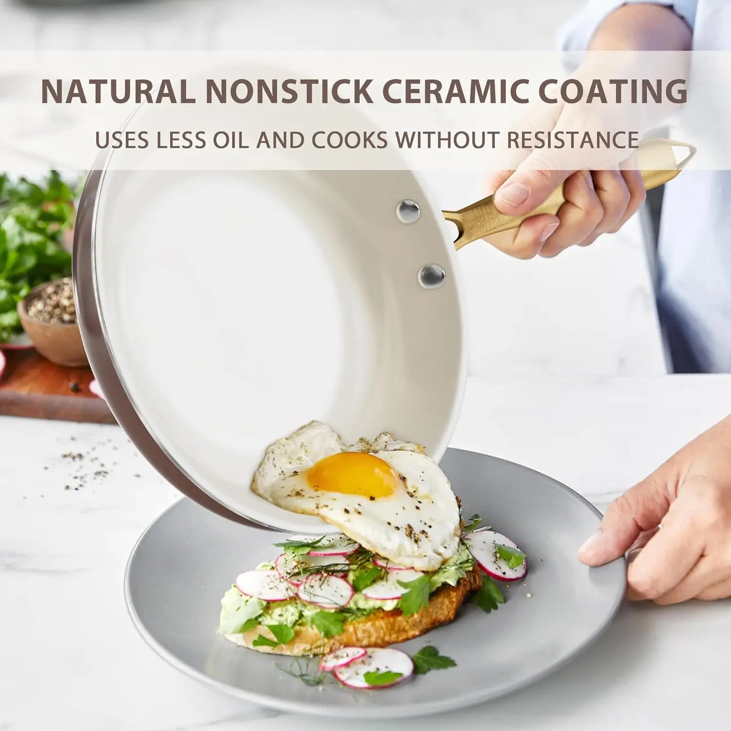 10 pcs/set Frying Pan Chocolate Cookware Ceramic non stick Coating Skillet Nonstick Cooking Oven Dishwasher Safe Square Pot Set