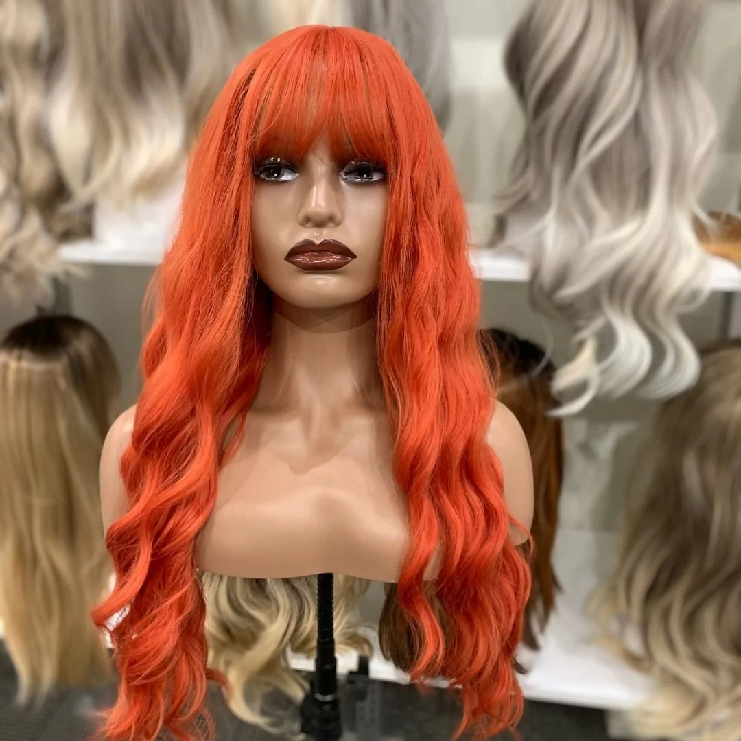 Long Silky Body wave Ombre Color Wigs Futura Fiber Hair 13x4 inch Heat Resistant Synthetic Lace Front Wigs For BLACK Women