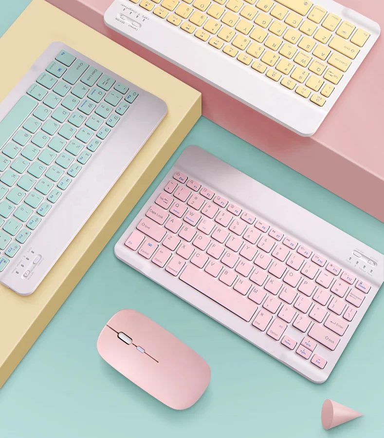 for tablet pc mobile gaming slim wireless keyboard and mouse combo for office girls use