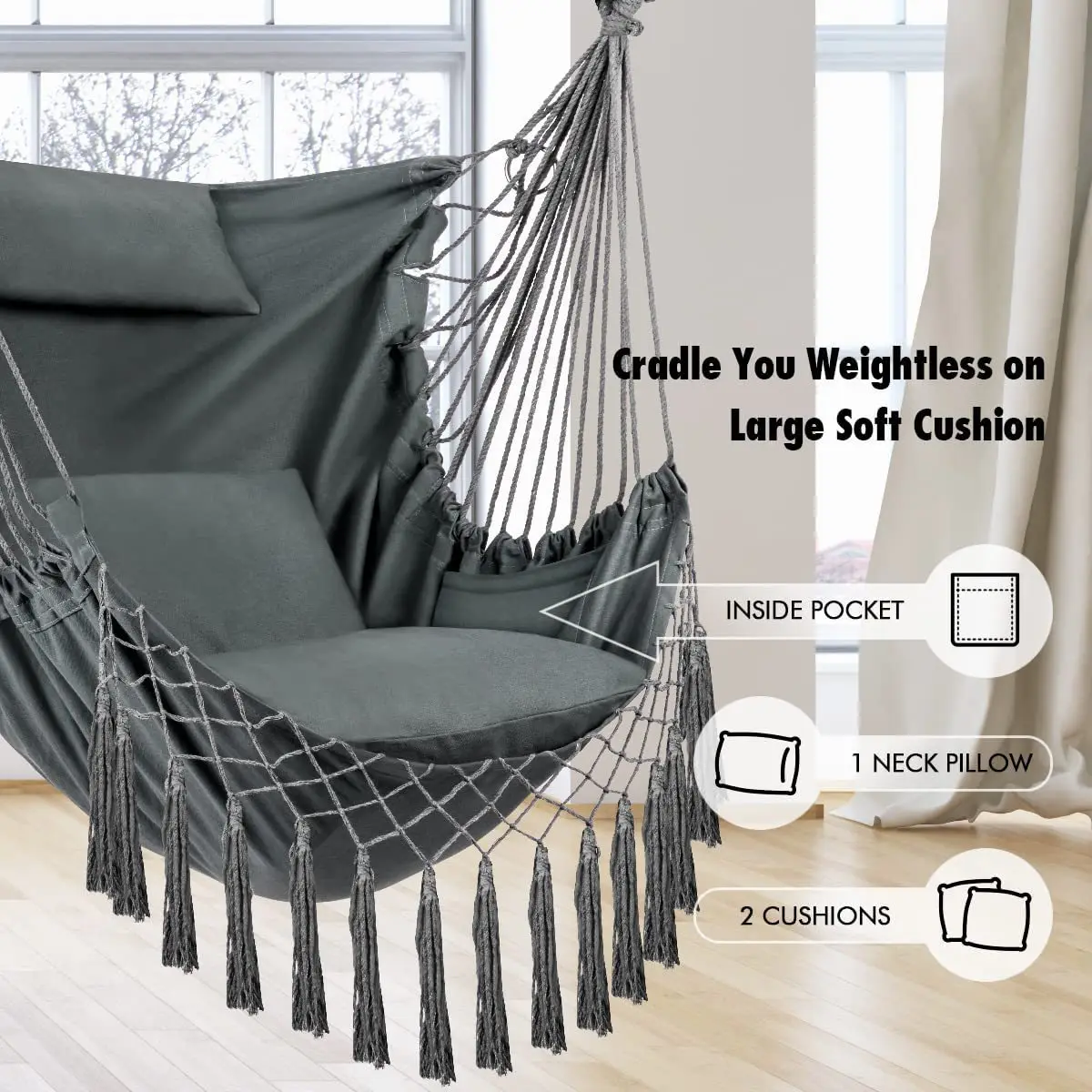 Garden Outdoor Canvas Hanging Hammock Chair Swing Hammock Chair