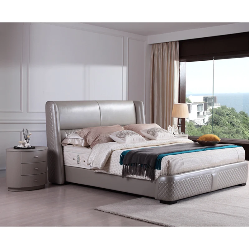 Italian Hotel Bedroom Furniture Drawer Nightstand Leather Modern Luxury Round Bedside Table Nightstands