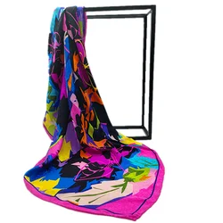 90*90cm Fashion Neck Scarfs Digital Printed Square Satin Silk Scarf Women