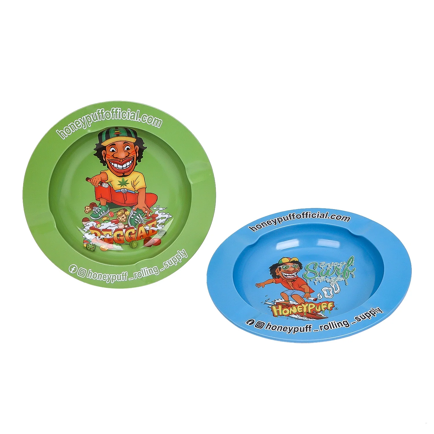 Wholesale Honeypuff Series New Design Tin Ashtray 138mm Cigarette Ashtray Support Custom Hot Sale Small Metal Smoking Ashtray