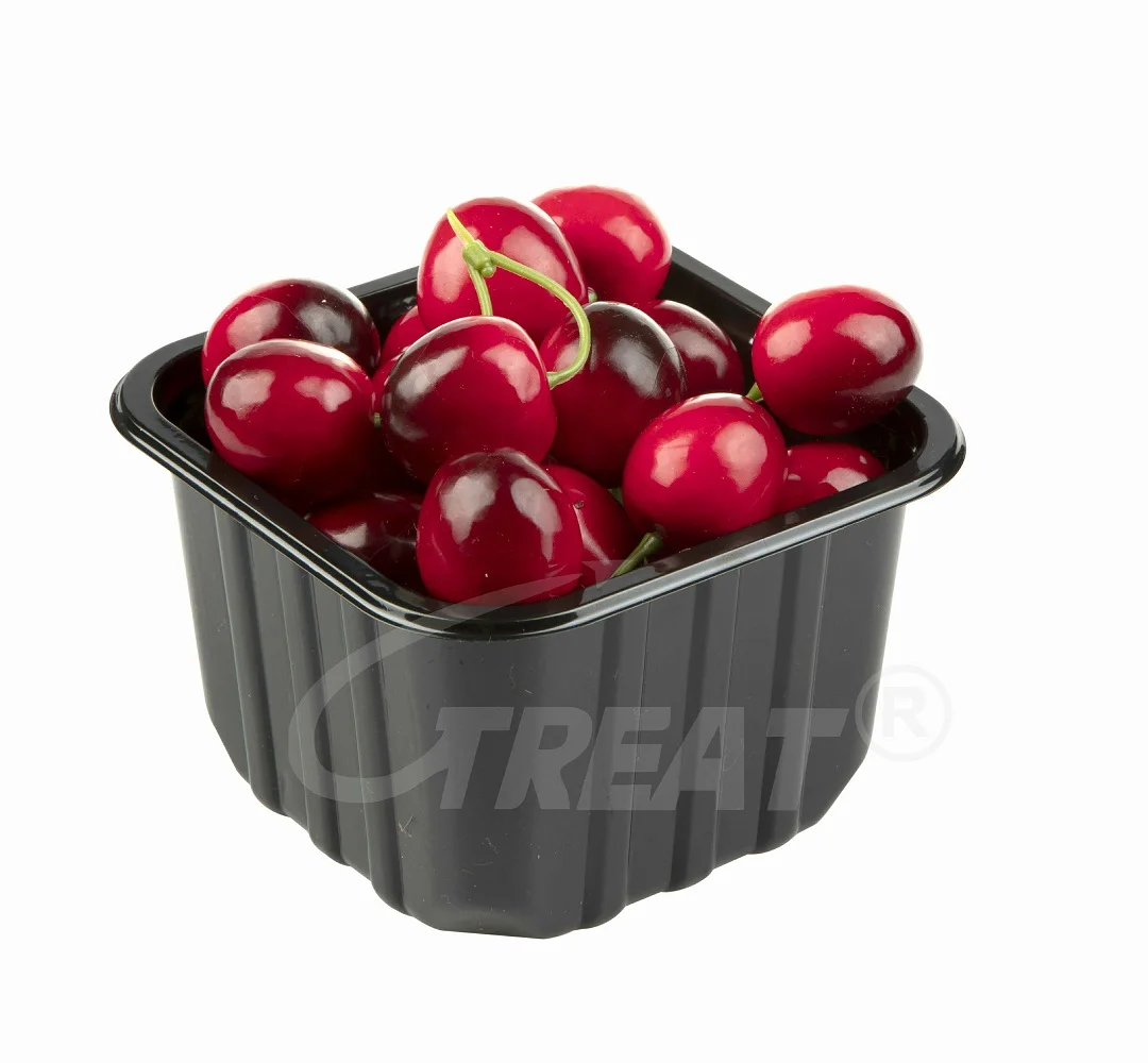 Mushroom Containers Plastic Tray Black PET Plastic Storage Vegetable Box Food Grade Container