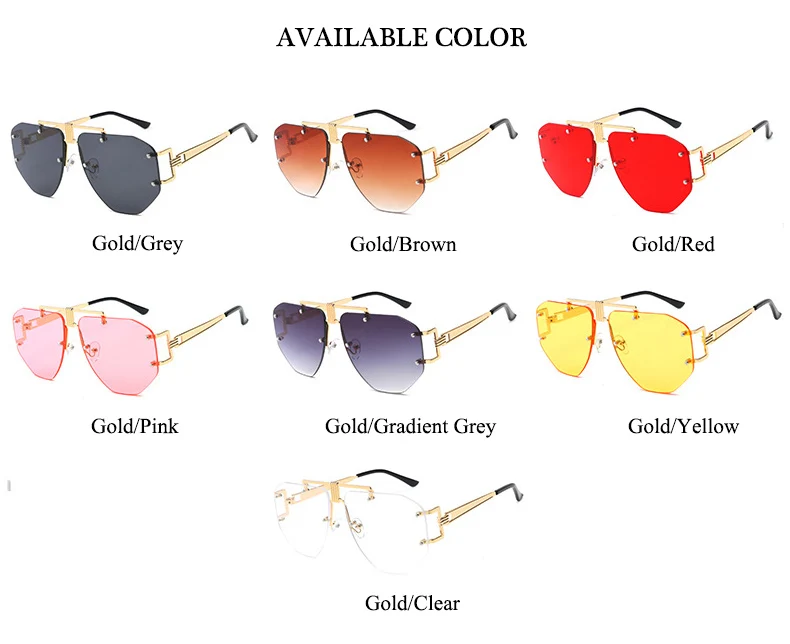 3435 Novelty Oversized Frameless Sunglasses Metal Frame UV400 Punk Rimless Sunglasses 2022