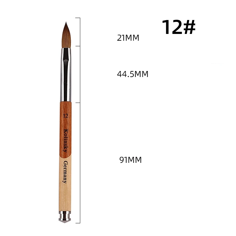 new arrival genuine kolinsky nail brushes flat crimped #2-#22 custom logo