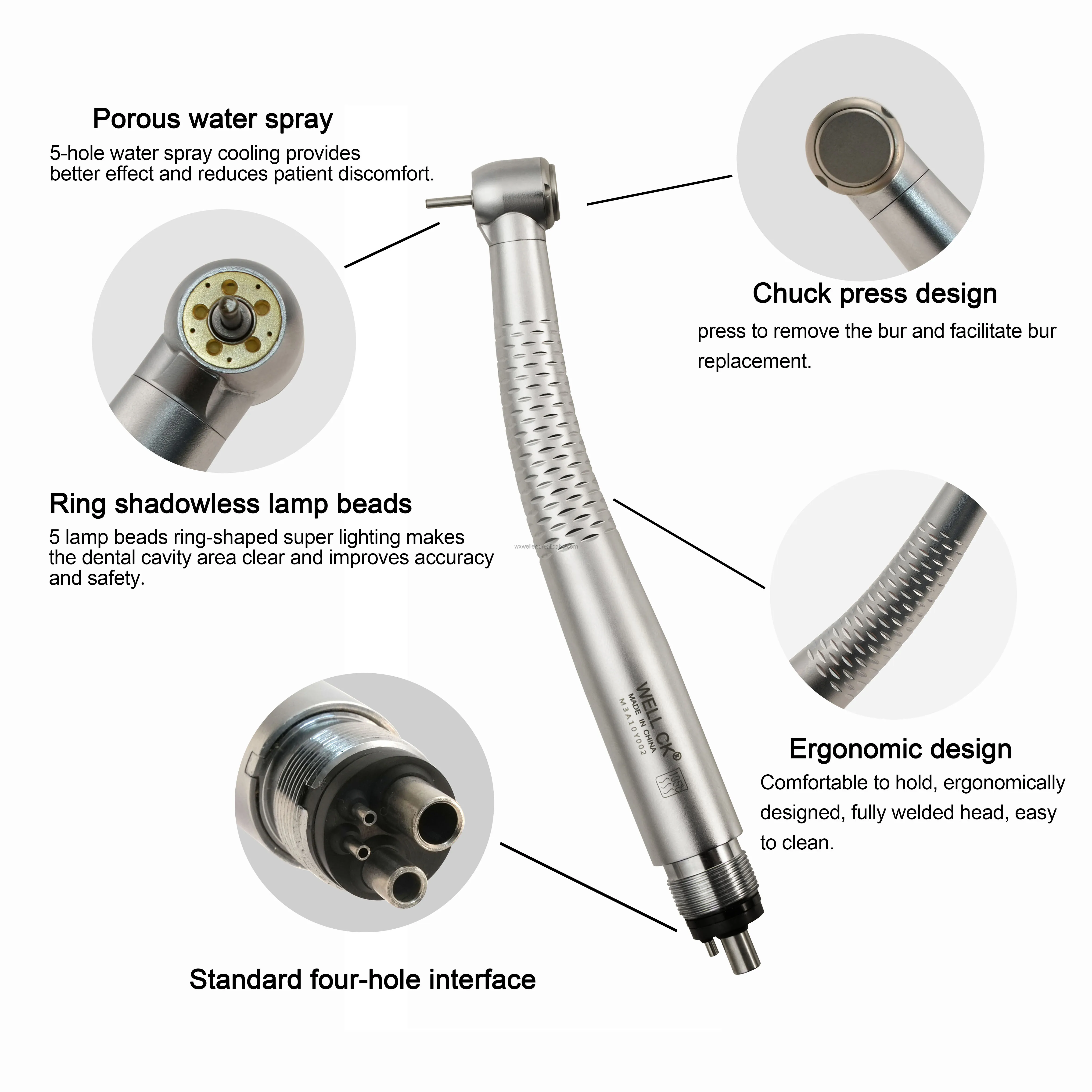 Weller High Speed Dentist Handpiece 5 Water Spray 5 holes LED Fast Dental Handpiece