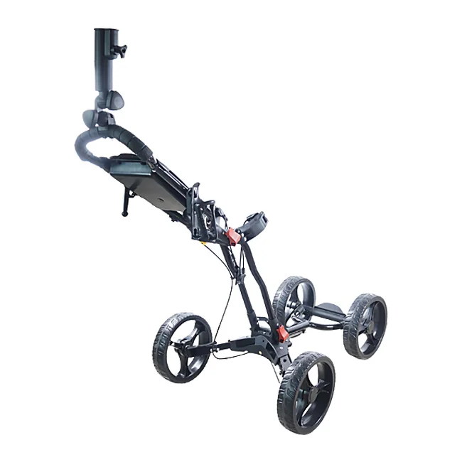 Justin High Quality Aluminum Frame 4 Wheels Quick Easily Fold Push Pull Foldable Golf Trolley
