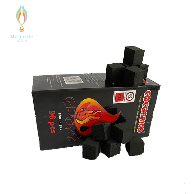
Best Quality Quick Lighting Mechanism 22mm Cube Brick Arabic Shisha Hookah Cubic Coconut Charcoal Briquette 