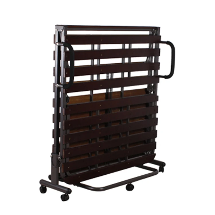 
Solid Wood Slat Metal Folding Bed Single 