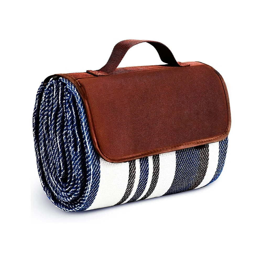 Outdoor Camping Beach Portable Foldable 100% Cotton Roll Up Canvas Picnic Mat Picnic Blanket