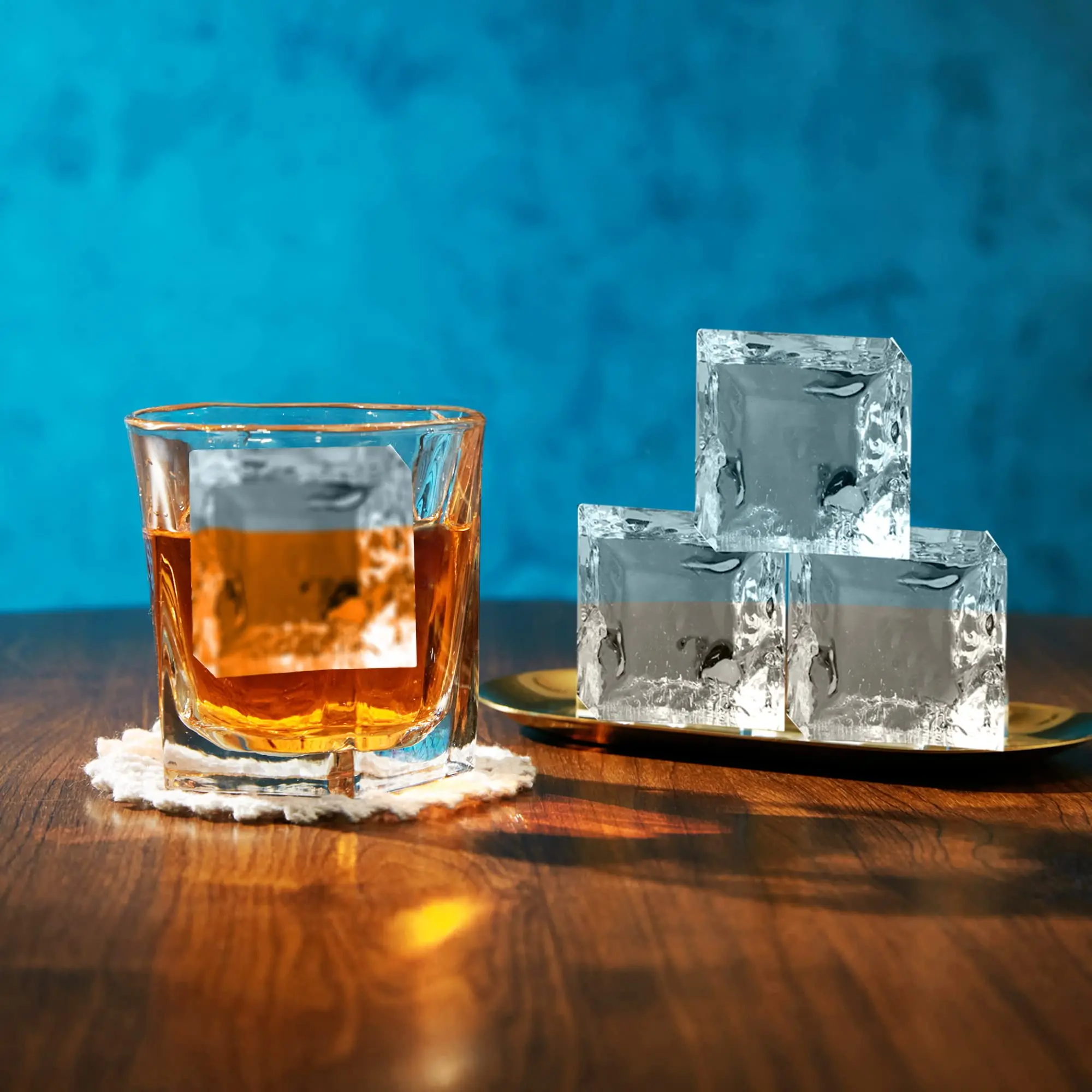 Easy Release Modern Whiskey Design Plastic Silicone Cream Square Block Containers Makers Silicone Clear Ice Cube Mold Bucket Box