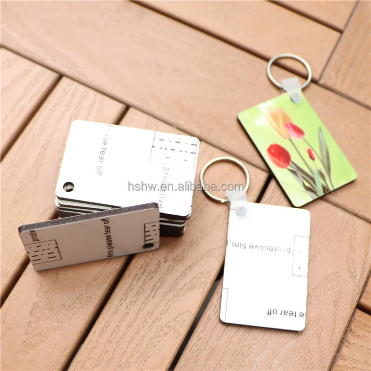Wholesale Printable Rectangle Keychain Wood Key Holders Double Side MDF Keychain Blank Sublimation Key Chain