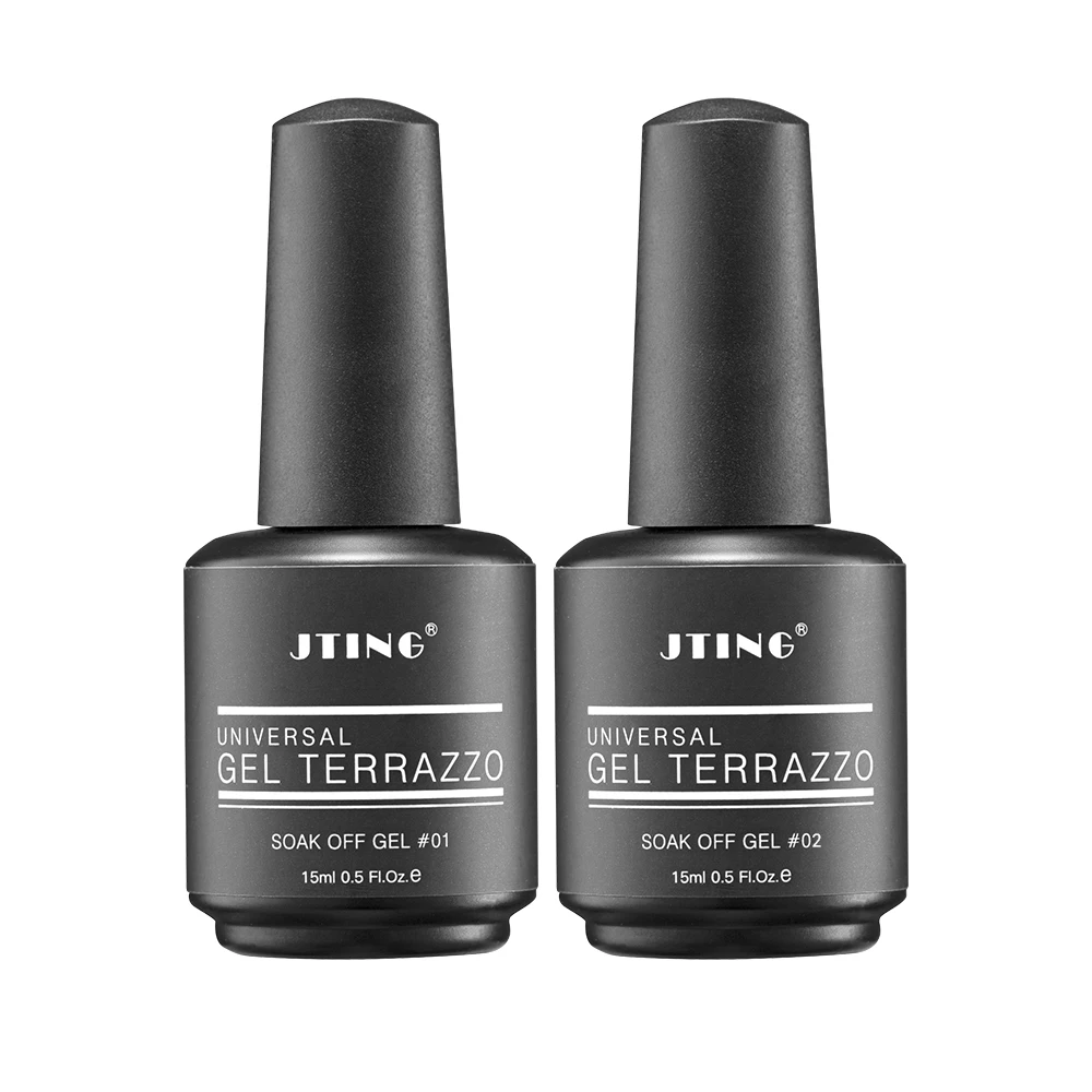 JTING New arrival Creative Cartoon Universal 2colors Terrazzo eggshell gel nail polish for any base color 15ml bottle nail arts