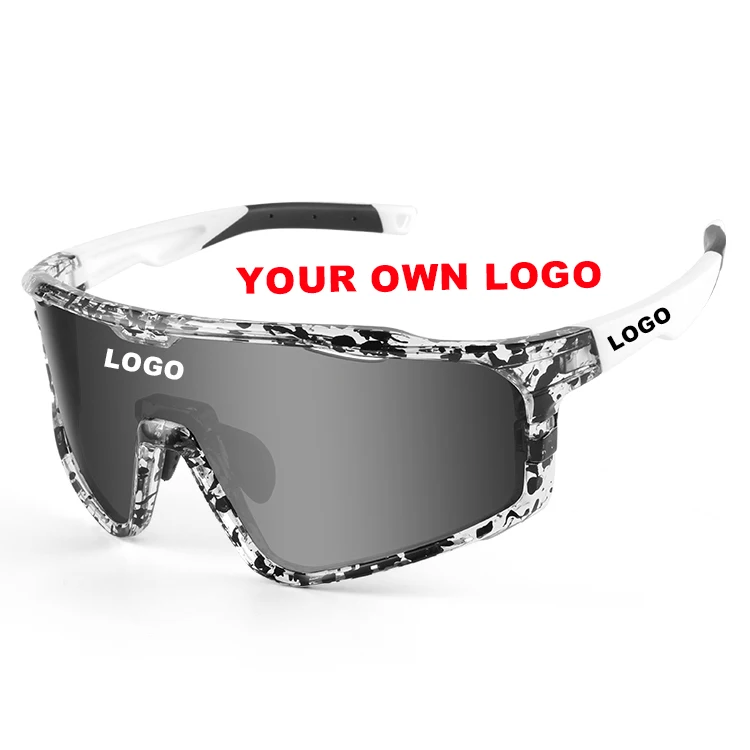 Clear Frame Wrap Around Polarized Large Mirror Bike Sunglasses Men Cycling Eye Safety Protect Sports Glasses