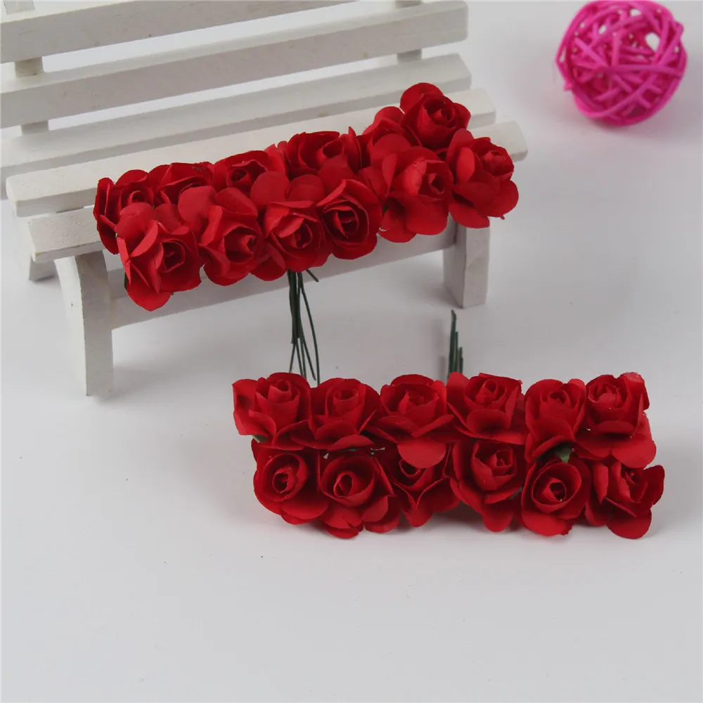M03386 Wholesale Hand Made Small Roses Paper Flowers Head Artificial Mini Rose Paper Flower For Decoration