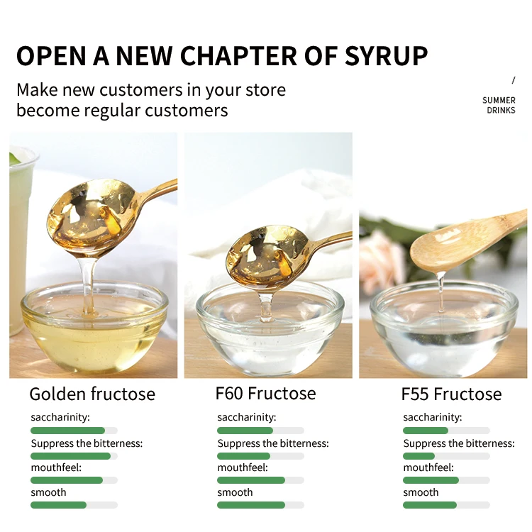 Factory Wholesale Sweetener Beverage Liquid Sugar Flavored Syrup Natural Fructose Golden Flavored Syrup