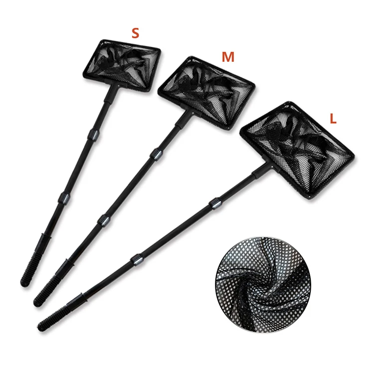 Aquarium Telescopic Loading Fish Net Extending Pole Handle Durable Nylon Material Mesh Flexible Safety Fish Catching skimmer