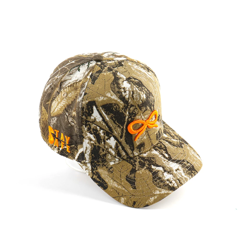 Custom Digital Printing All Cap 5 Panel Hunting Baseball Cap Outdoor 3d embroidery logo Inside Label Jungle Camo Hat