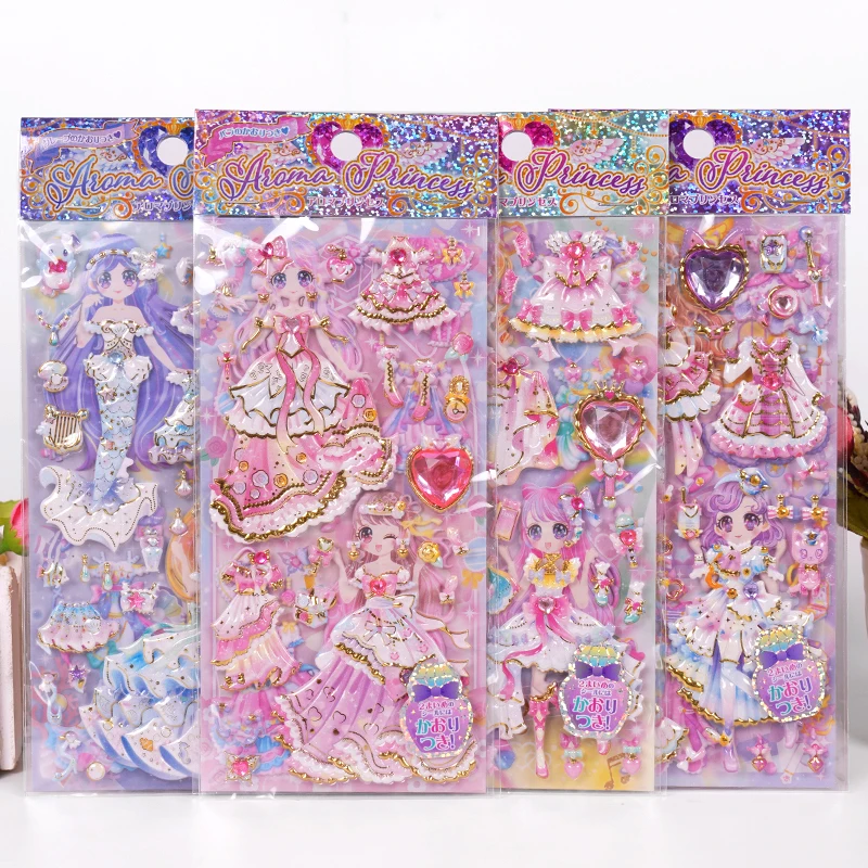 SHANLE Wholesale Kawaii Girl Dress up Puffy Sticker Cartoon Anime Character Wardrobe Sticker Custom Cute Princess Bubble Sticker
