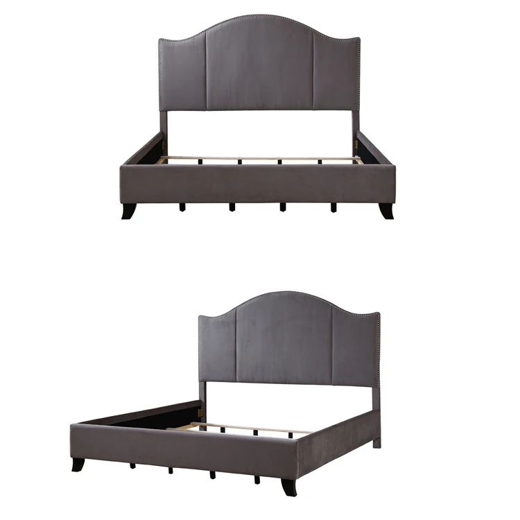 Manufacturers Selling CX613A Comfortable Nail Head KD Upholstered King Beds queen size bed