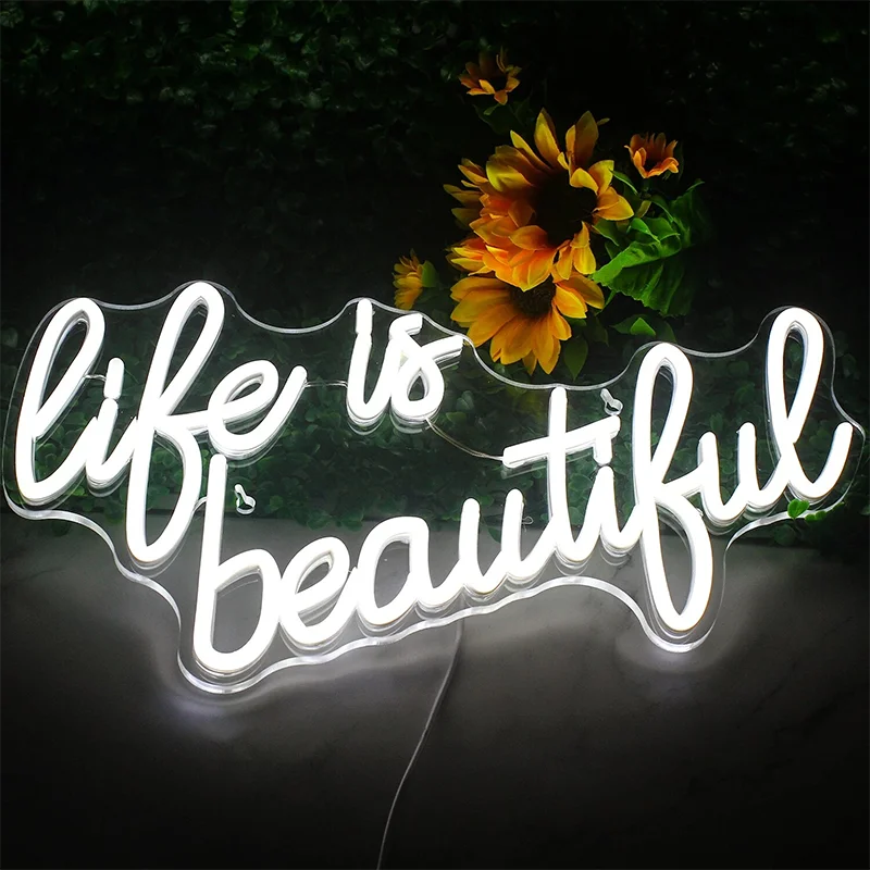Wholesale Led logo light DONT OVER THINK SHIT Neon Sign life is beautiful Wedding Dropshipping Neon Sign for Party Home Decor