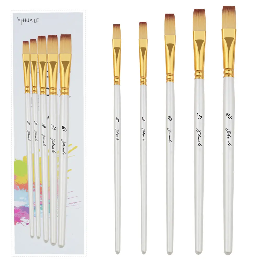 Custom Label handle white synthetic hair watercolor painting brush set Manufacturer watercolor painting brush art supplies