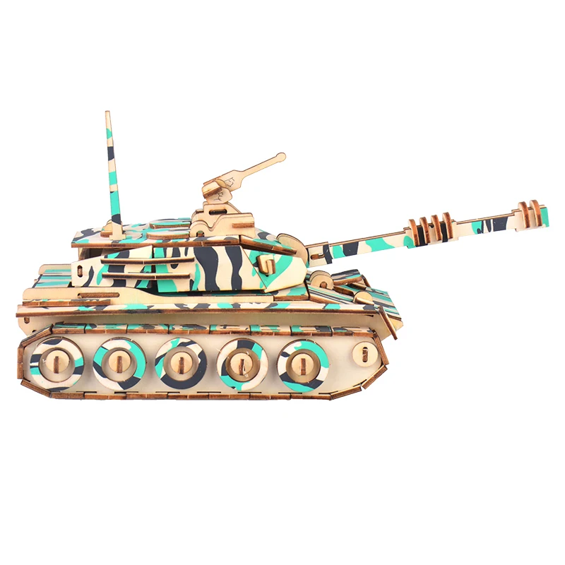 Toy 3d Puzzle Tank Laser Cutting Woodcraft Puzzle Gift School Award Desktop Decoration DIY Wooden Home or Office Gift Wood WQ03