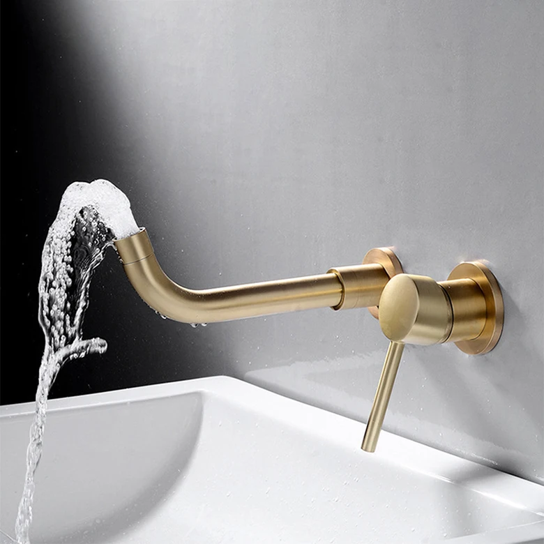 High quality brushed nickel bath single hole bathroom faucet exposed wall mount faucet