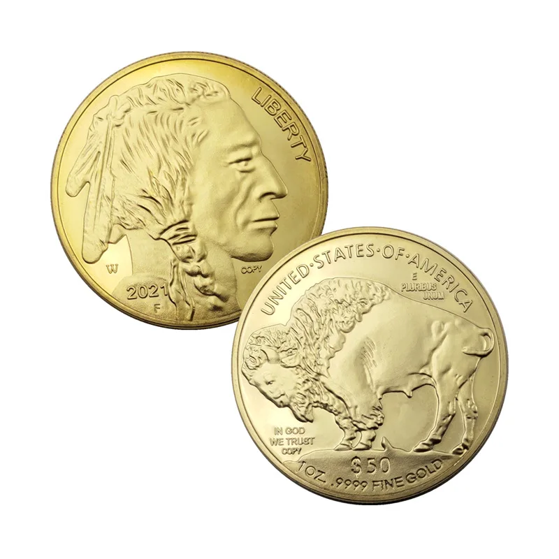 Американская монета Bison Gold Серебряная памятная в виде головы буйвола для пожилых