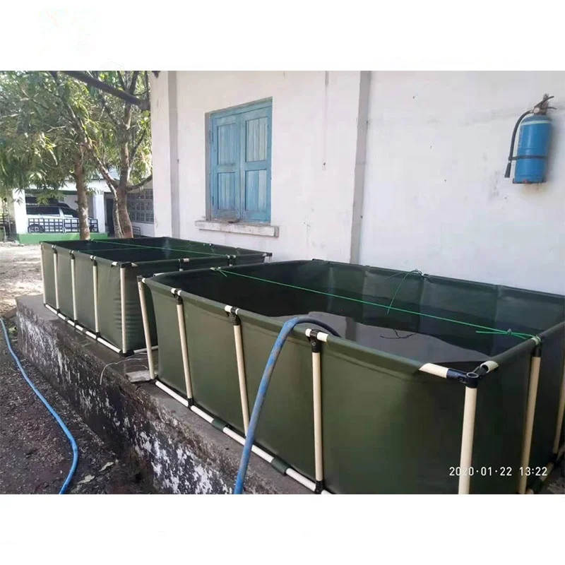 Movable farming fish tank PVC fishing poly tank customized raised fish ponds emergency storage frame water tank for firefighting