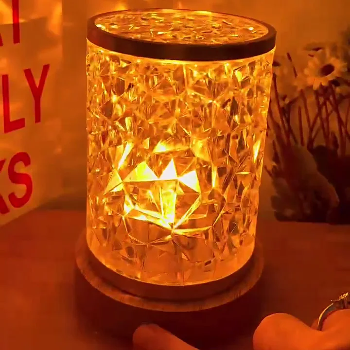 Modern New Projector Crystal Glass Night Light Luxury Decorative Rotating Dynamic Water Wave Ripple Projection Led Table Lamp