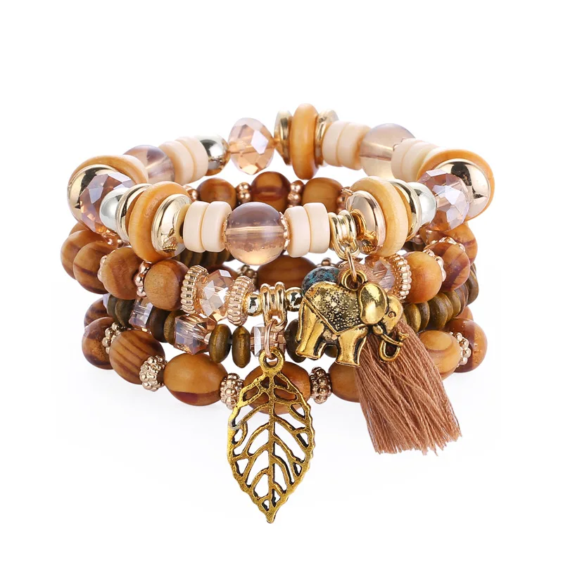 Europe and America 2022 New Multilayer Bracelet Bohemian Tassel Pendant Beaded Ethnic Decorative Bracelet
