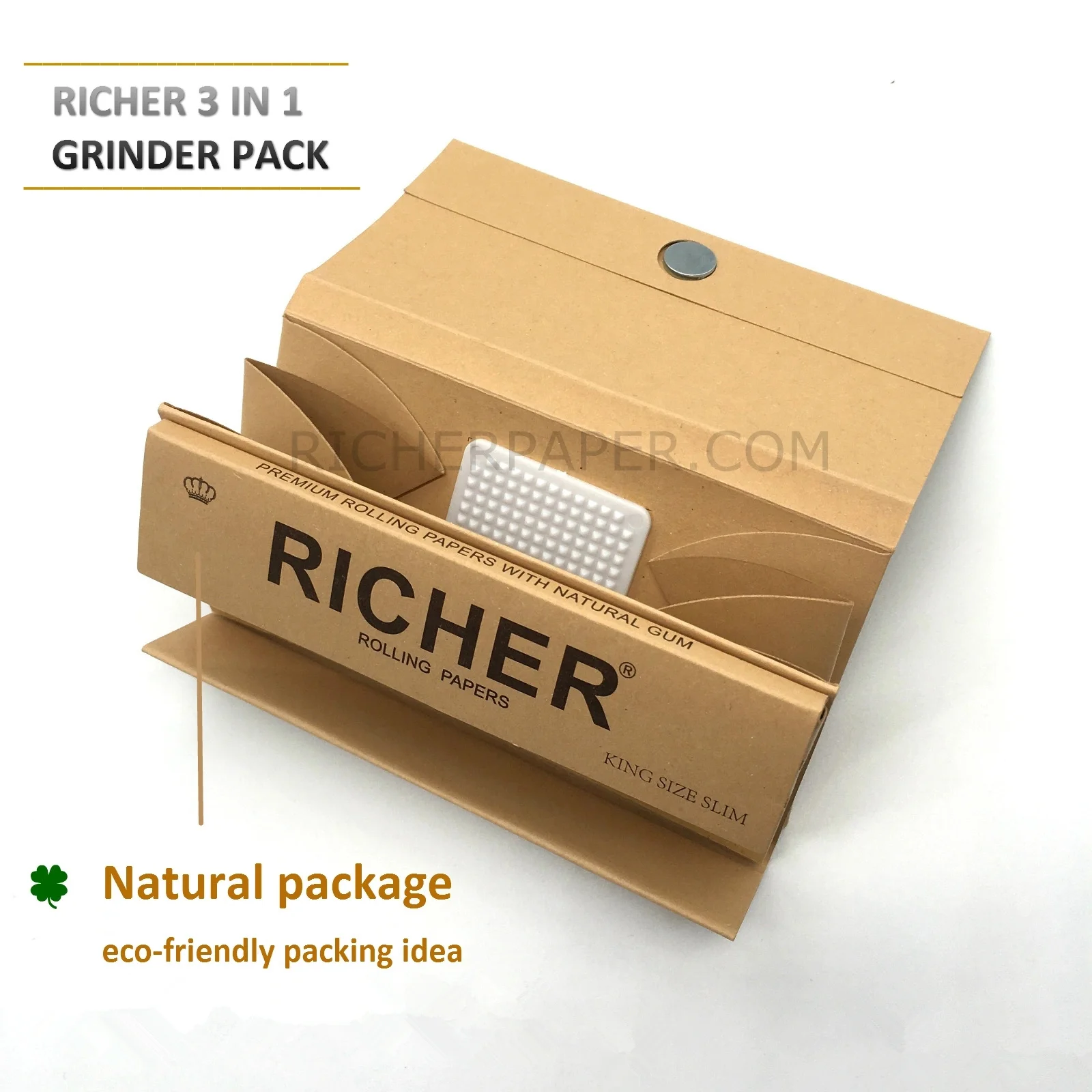 customized design unbleached/brown smoking Rolling Paper with tips